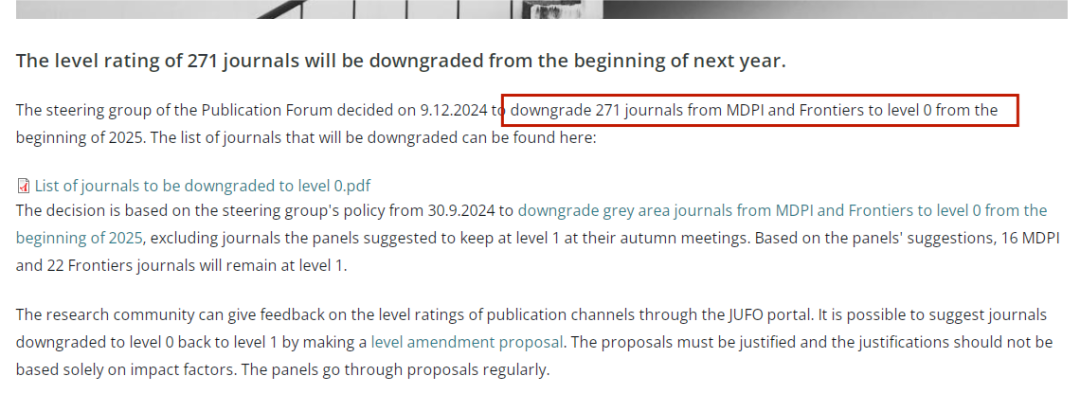 重磅关注：271种MDPI和Frontiers期刊2025年降为0级，还能投吗？